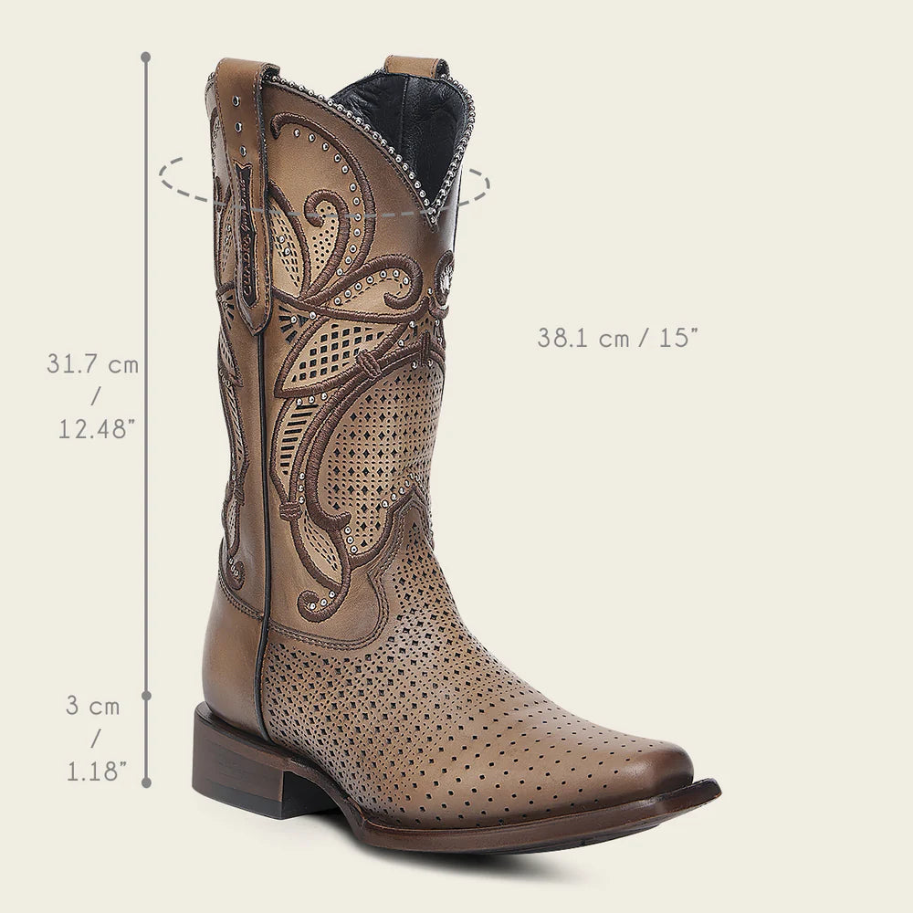 CUADRA WOMENS WESTERN RODEO LIGHT BROWN BOVINE BOOT