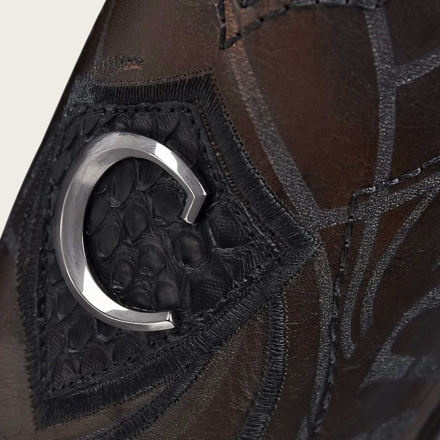CUADRA MEN'S,ENGRAVED BLACK PYTHON LEATHER BOOTS