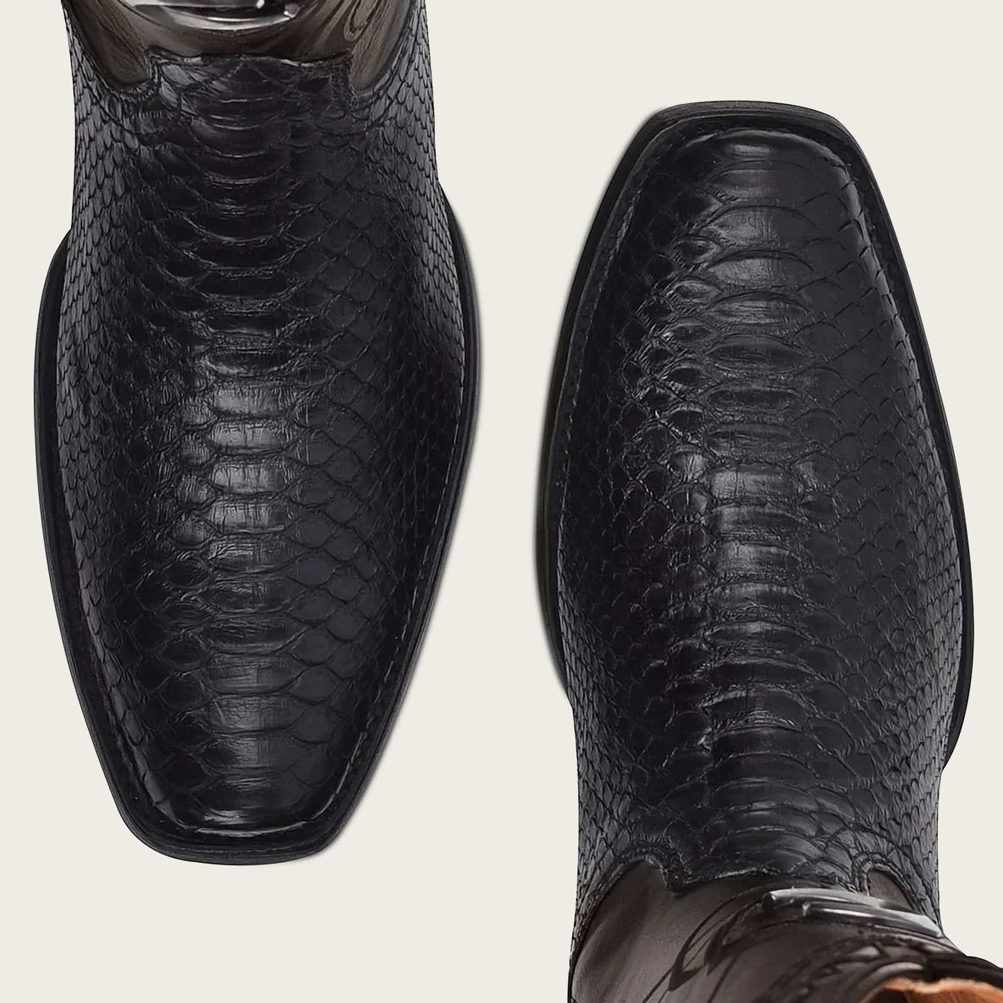CUADRA MEN'S,ENGRAVED BLACK PYTHON LEATHER BOOTS
