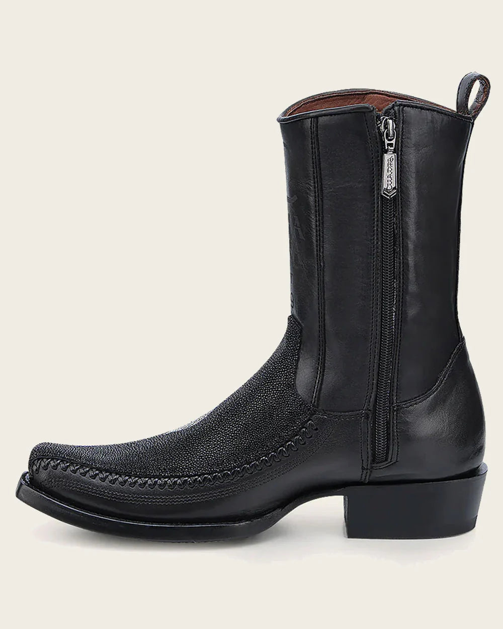 CUADRA MEN'S ENGRAVED BLACK STINGRAY COWBOY BOOTS