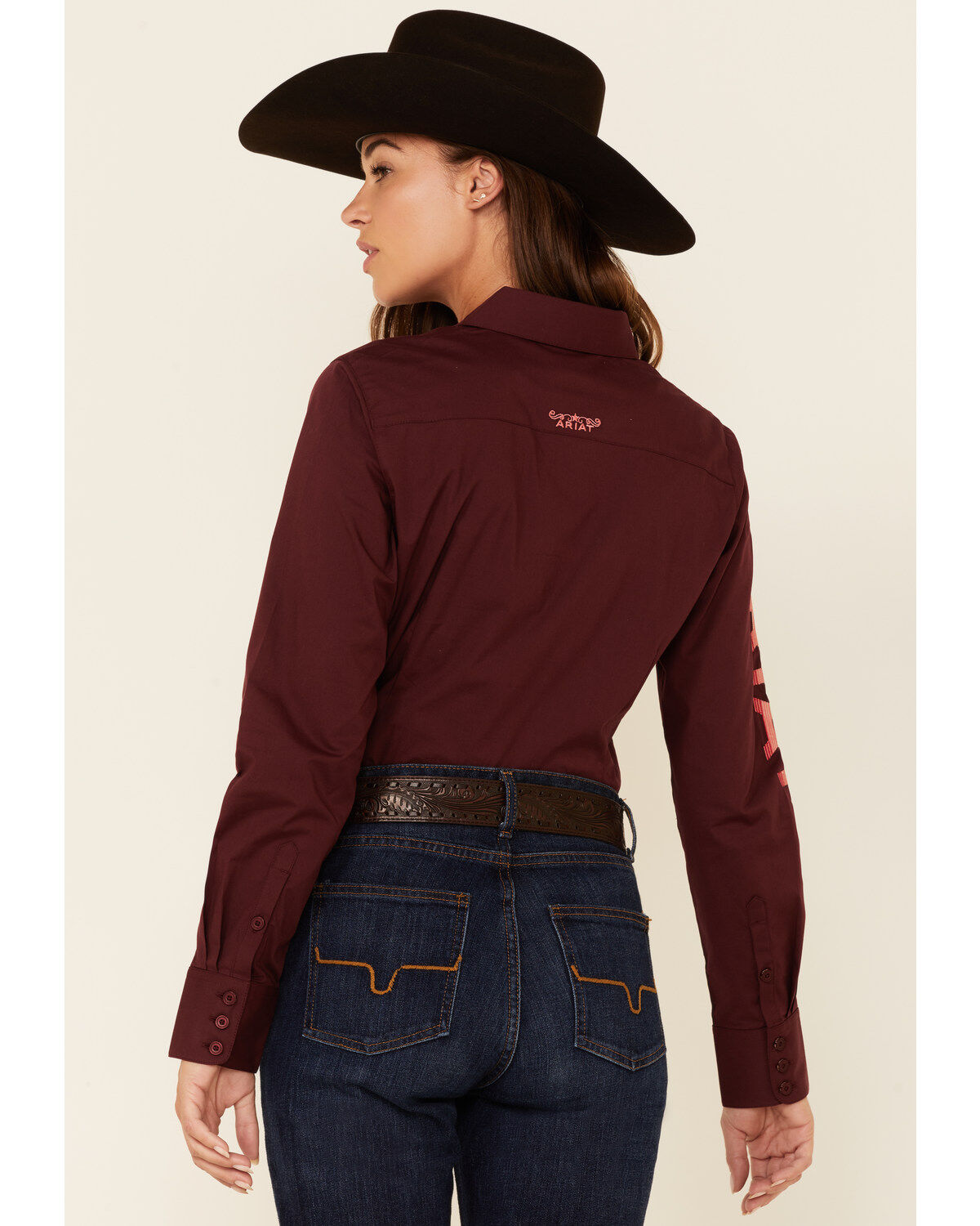 ARIAT WOMENS TEAM KIRBY STRETCH SHIRT ZINFANDEL