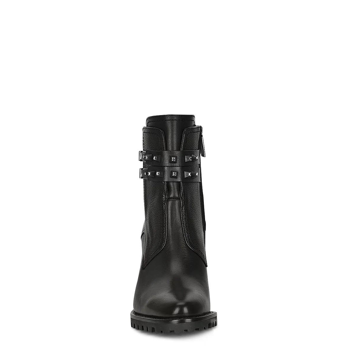 FRANCO CUADRA, BLACK COMBINED LEATHER URBAN ANKLE BOOTIE WITH CRYSTALS