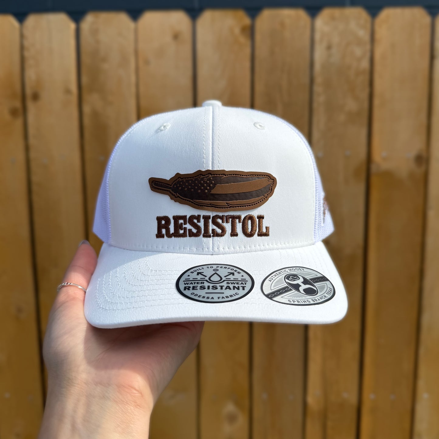 HOOEY RESISTOL WHITE & BROWN WESTERN HAT