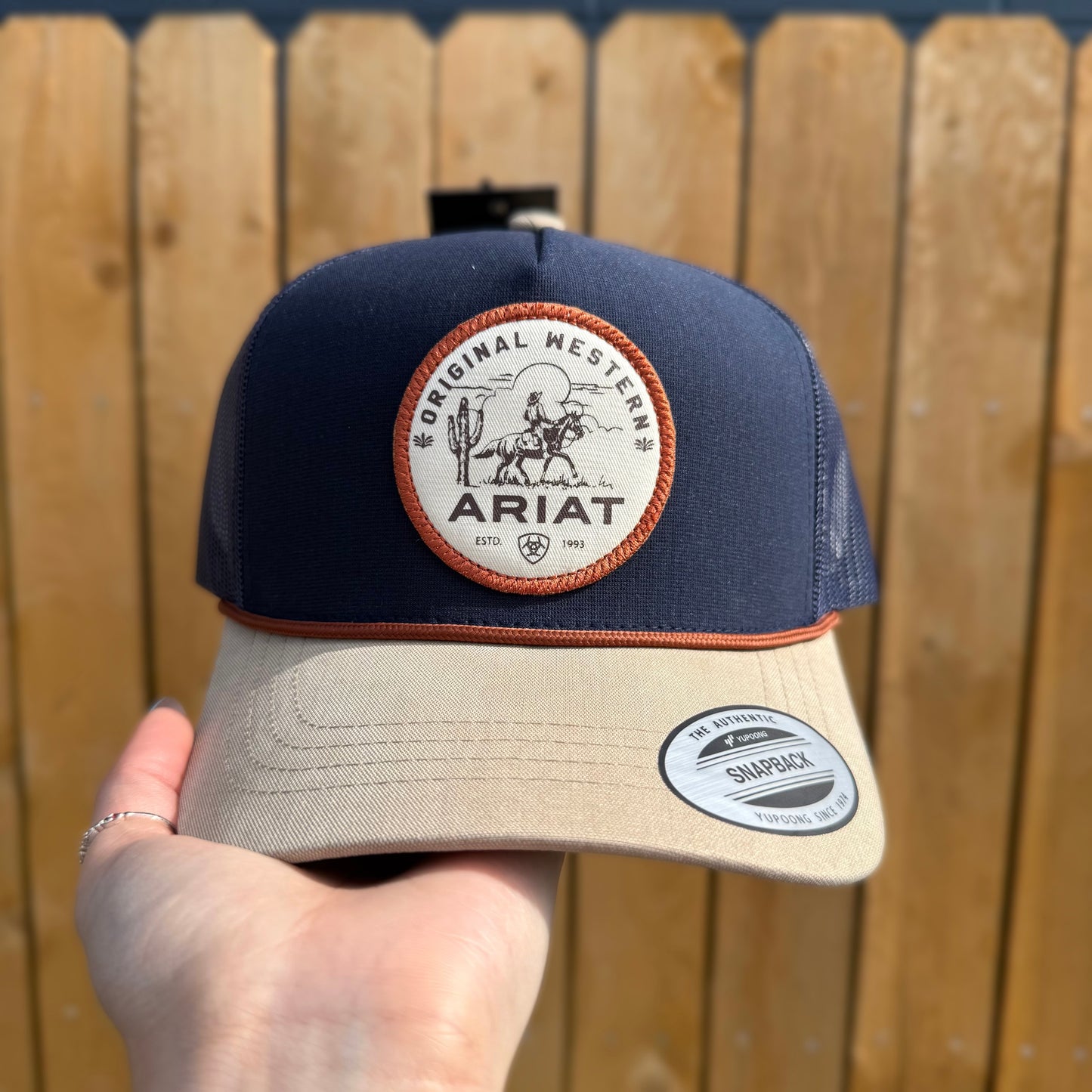 ARIAT NAVY DESERT SCENE PATCH HAT