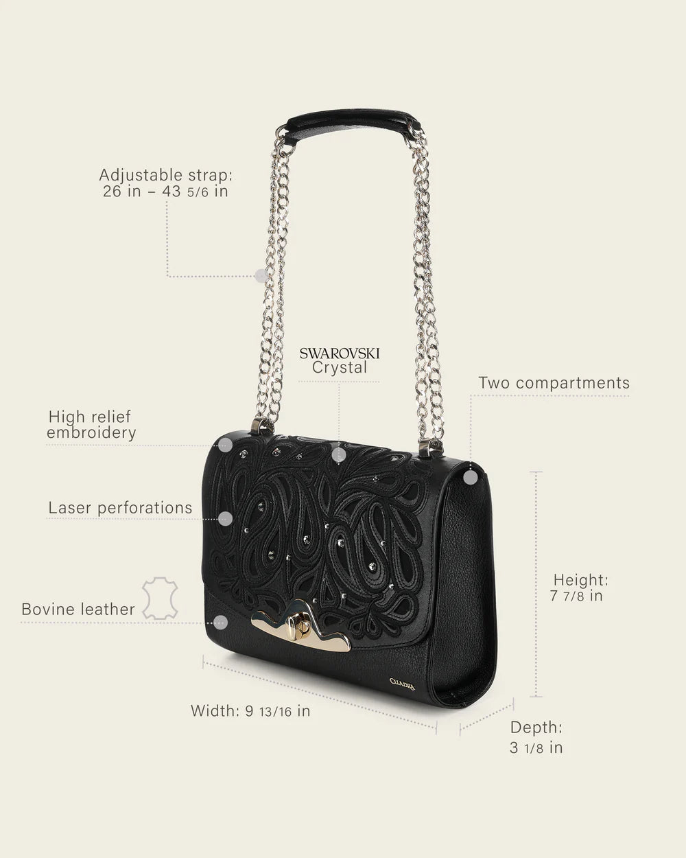 CUADRA WOMEN'S BLACK LEATHER SHOULDER BAG