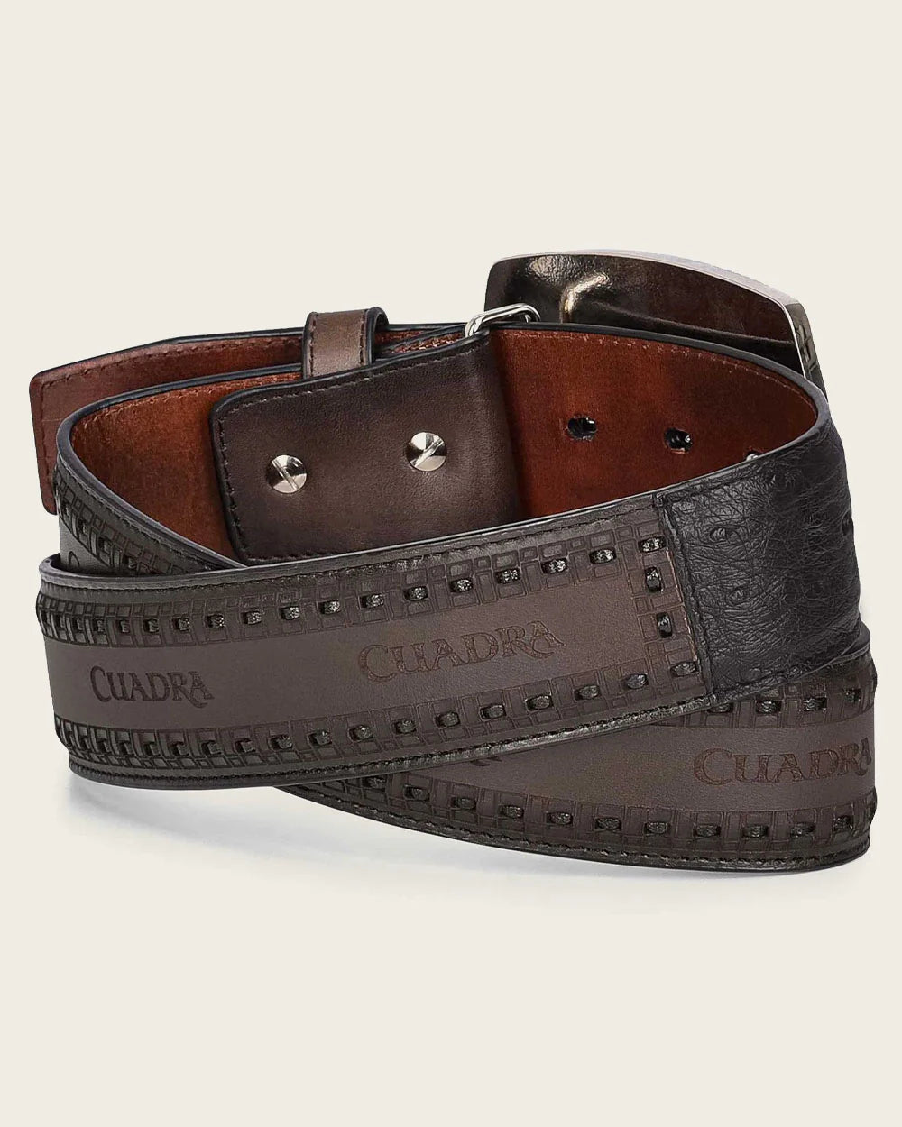CUADRA MEN'S BLACK WESTERN OSTRICH BELT