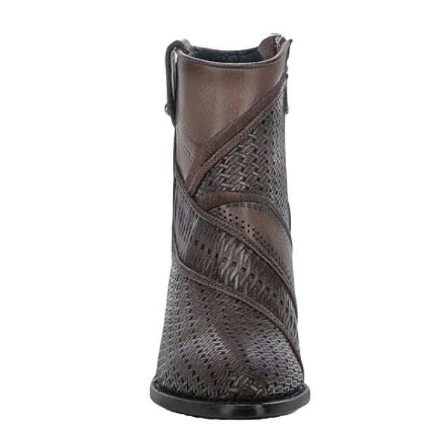 CUADRA WOMEN'S LASER CUT EMBROIDERED BROWN WESTERN BOOTIE