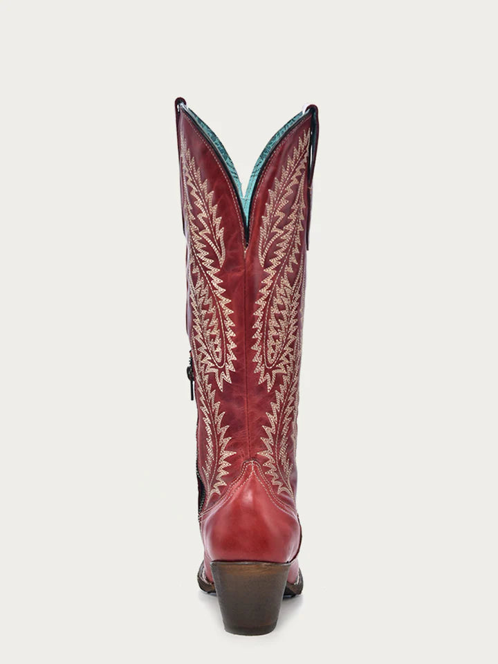 CORRAL WOMEN'S EMBROIDERY RED TALL TOP SNIP TOE COWBOY BOOT