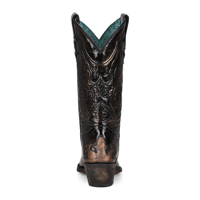 WOMEN'S CORRAL BLACK BRONZE COWGIRL BOOTS