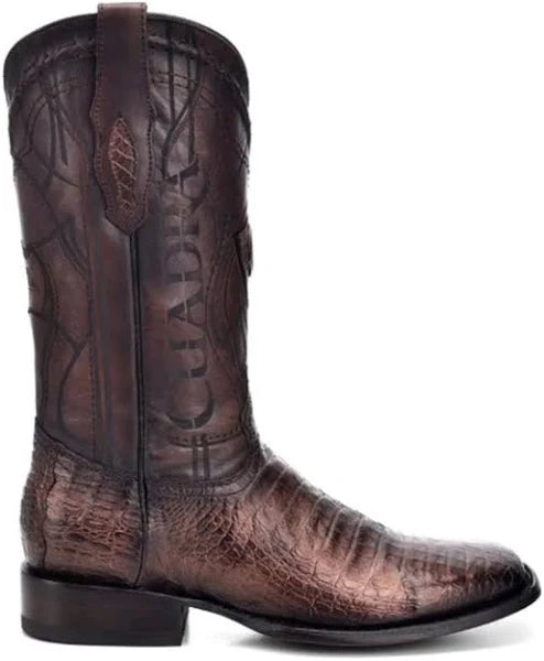 CUADRA MEN'S FUSCUS PARIS BROWN CAIMAN LASER & EMBROIDERY ROUND TOE BOOT
