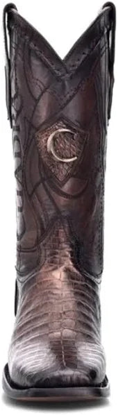 CUADRA MEN'S FUSCUS PARIS BROWN CAIMAN LASER & EMBROIDERY ROUND TOE BOOT