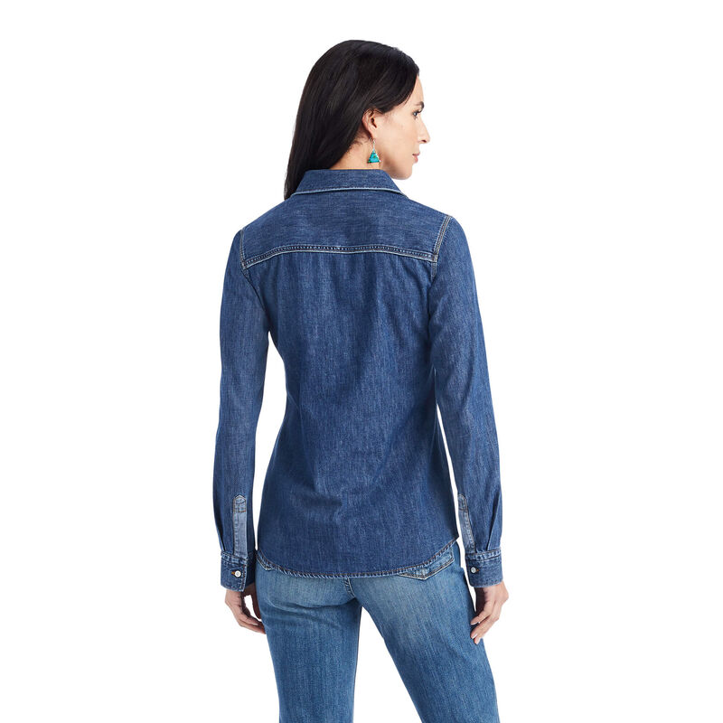 WOMEN'S FARRIDAY DENIM LS SHIRT, BLUELIGHT