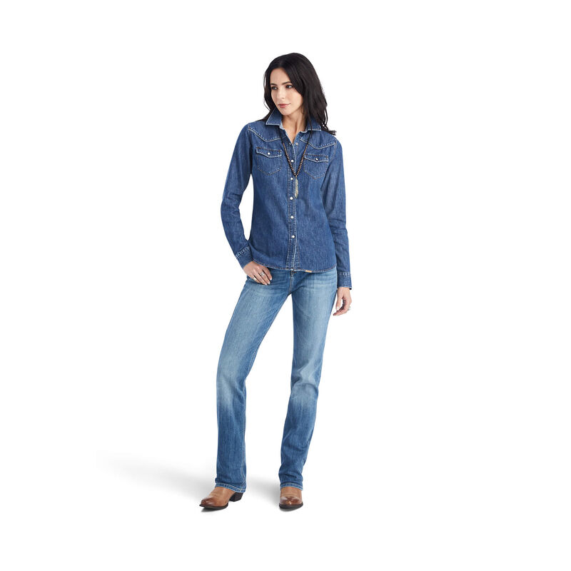 WOMEN'S FARRIDAY DENIM LS SHIRT, BLUELIGHT