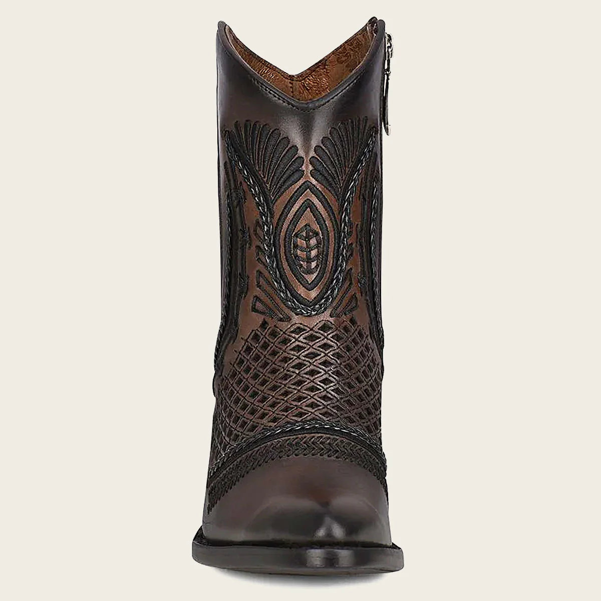 CUADRA WOMEN'S ARTISAN EMBROIDERED BROWN LEATHER BOOTIE