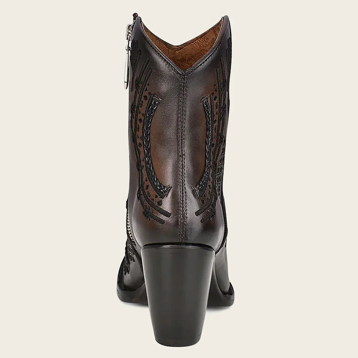 CUADRA WOMEN'S ARTISAN EMBROIDERED BROWN LEATHER BOOTIE
