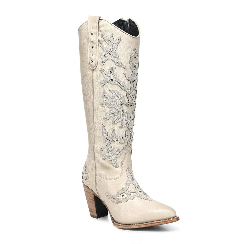 CUADRA WOMEN'S TALL BEIGE MIKONOS BOOT WITH CRYSRALS