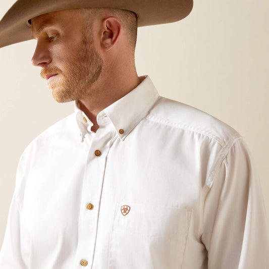 ARIAT SOLID TWILL CLASSIC FIT SHIRT WHITE