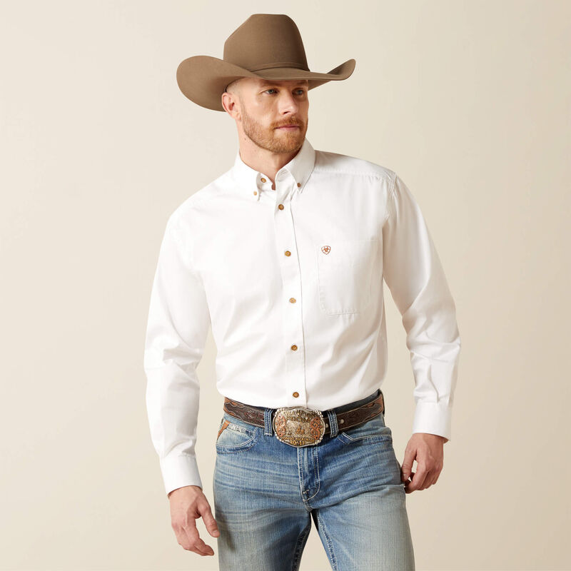 ARIAT SOLID TWILL CLASSIC FIT SHIRT WHITE