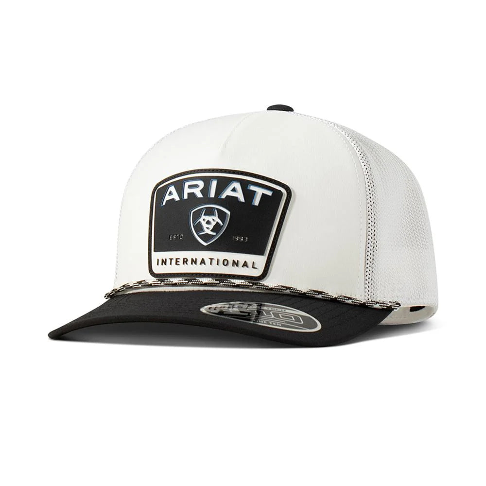 Ariat Men`s White Flexfit Rubber Patch  Cap