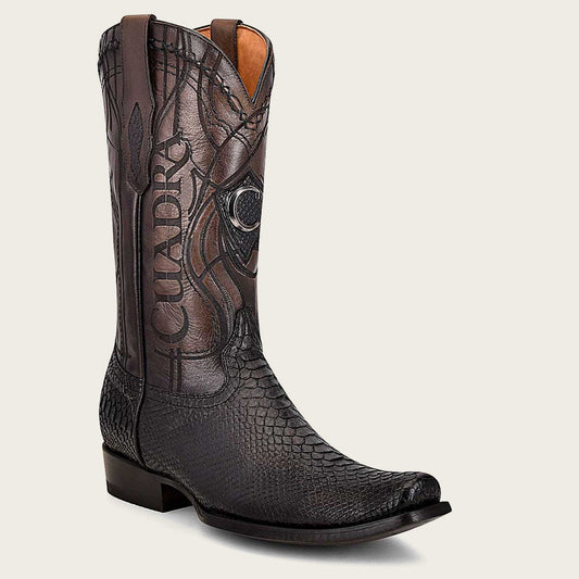 CUADRA Men's,Engraved Black Python Leather Boots