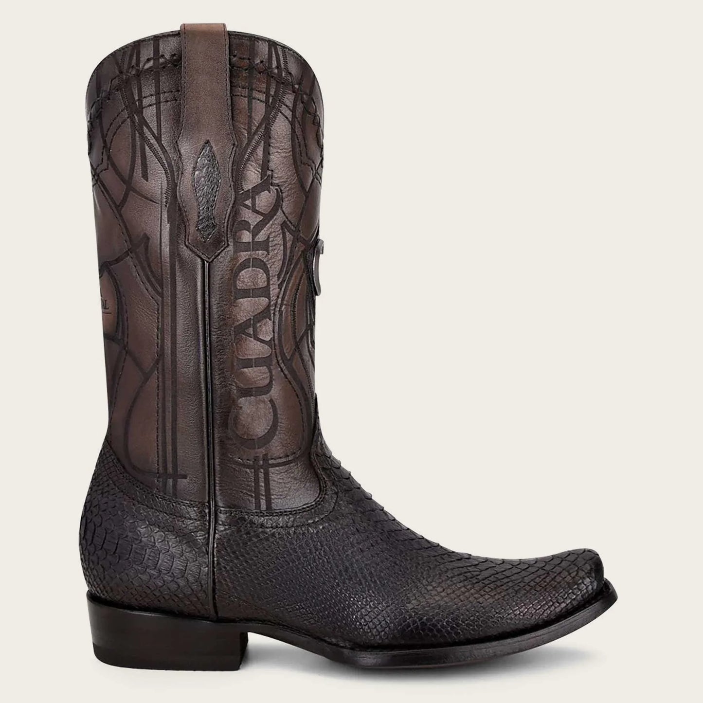 CUADRA Men's,Engraved Black Python Leather Boots