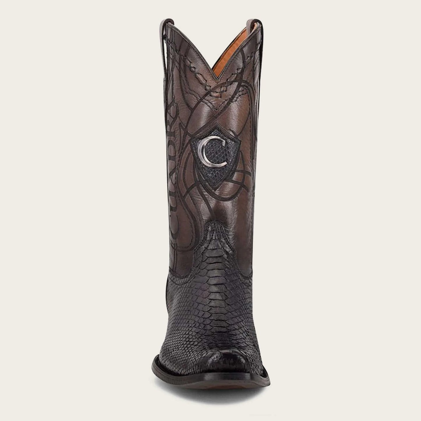 CUADRA Men's,Engraved Black Python Leather Boots