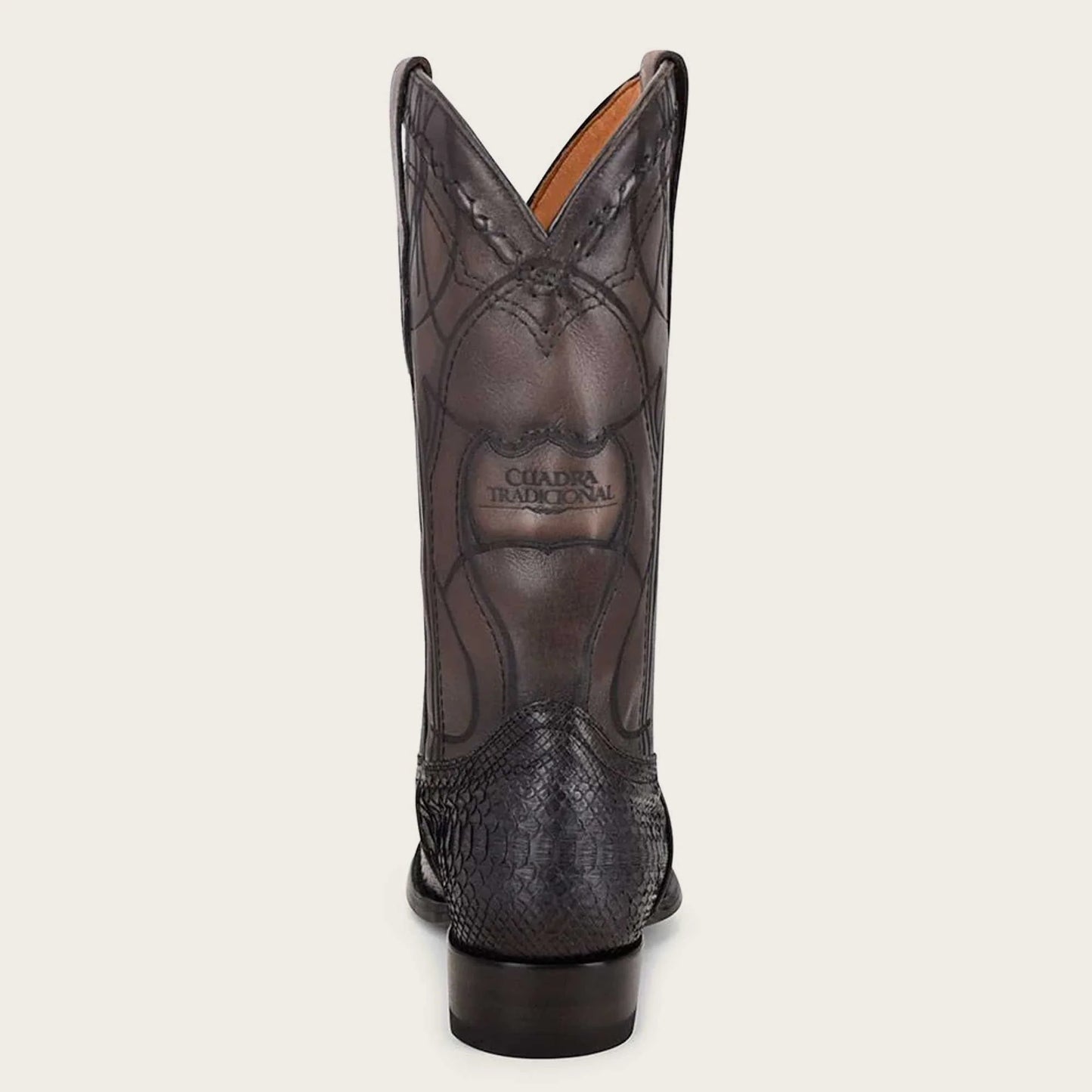 CUADRA MEN'S,ENGRAVED BLACK PYTHON LEATHER BOOTS