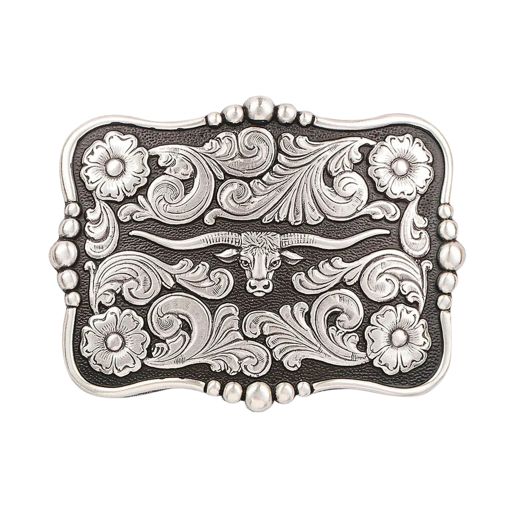 NOCONA SILVER LONGHORN BELT BUCKLE