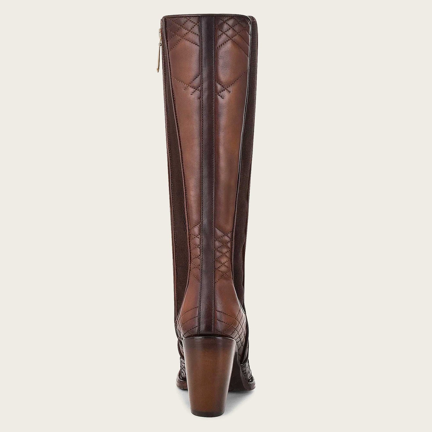 CUADRA Women's Genuine Python Brown Leather Boot, with laser engraved details