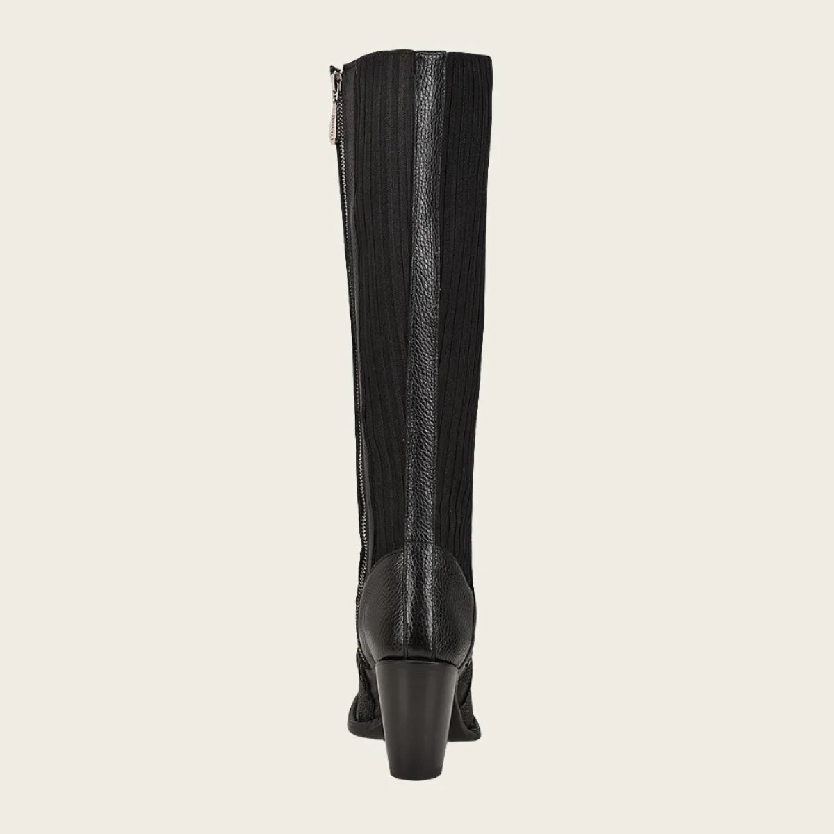 Black Exotic Riding Boot With Hand-Woven Details, Mantarraya