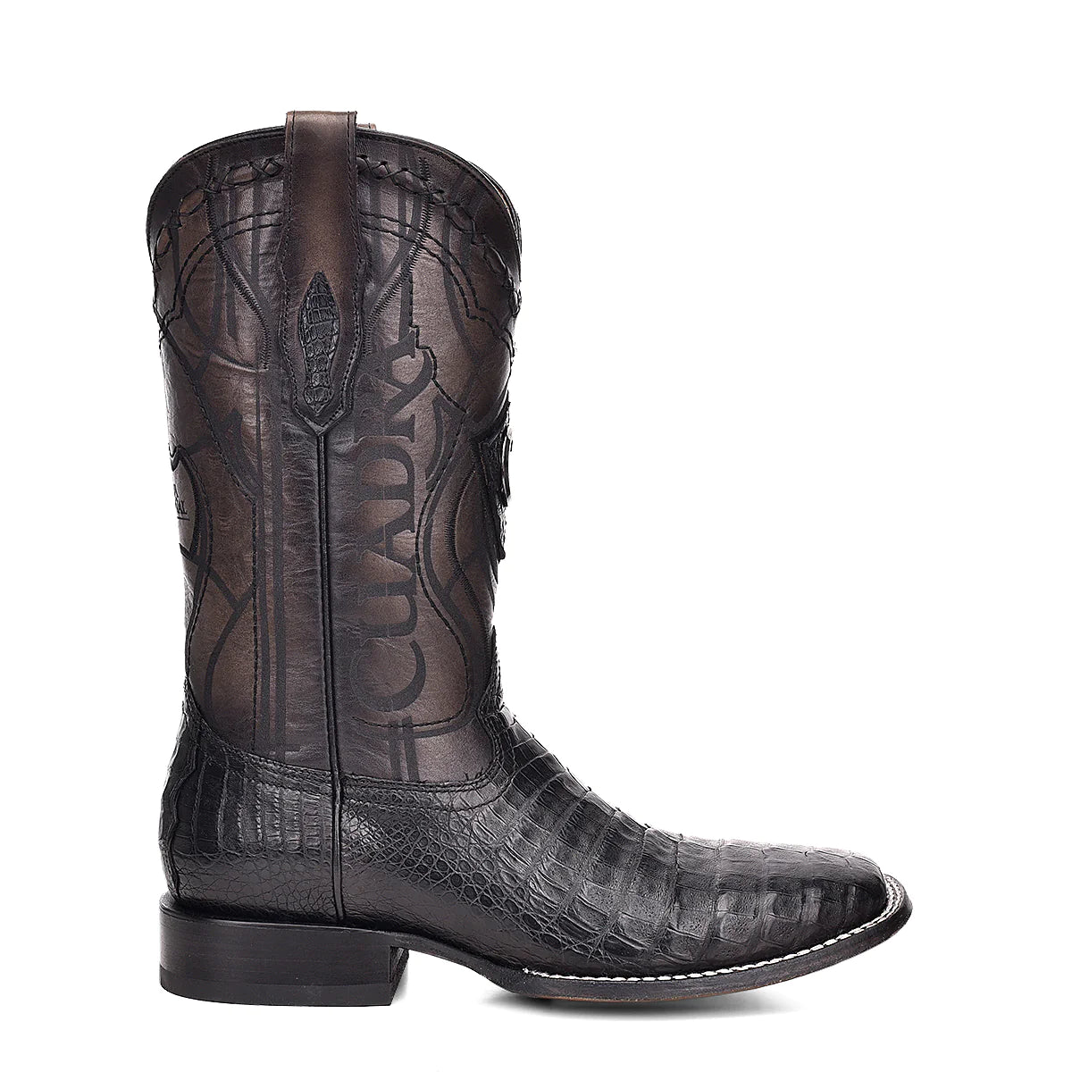 CUADRA Men's,Cayman Engraved Black Exotic Leather Cowboy Boots