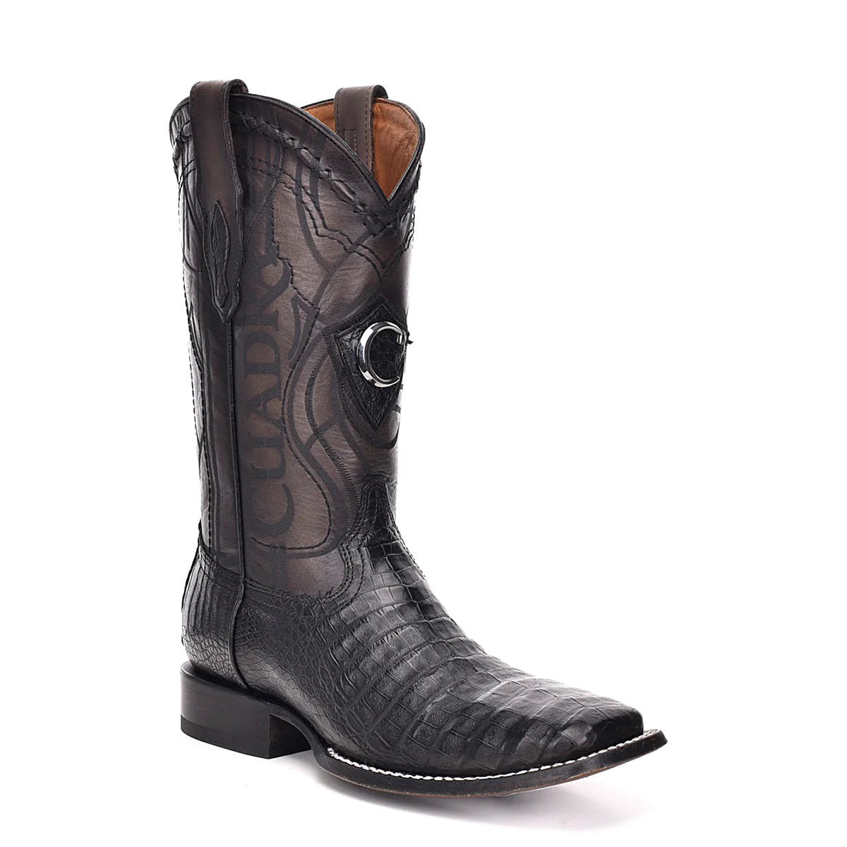 CUADRA Men's,Cayman Engraved Black Exotic Leather Cowboy Boots