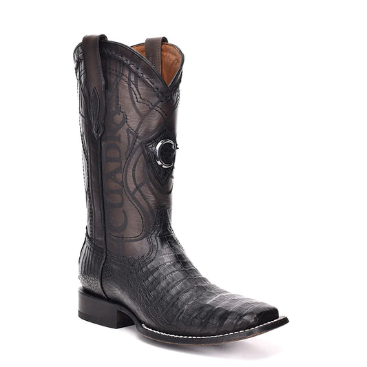 CUADRA Men's,Cayman Engraved Black Exotic Leather Cowboy Boots