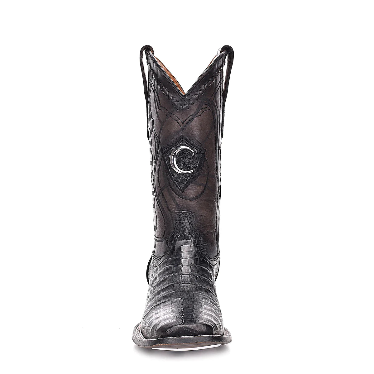 CUADRA Men's,Cayman Engraved Black Exotic Leather Cowboy Boots