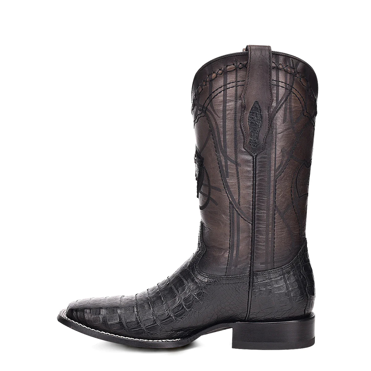 CUADRA Men's,Cayman Engraved Black Exotic Leather Cowboy Boots