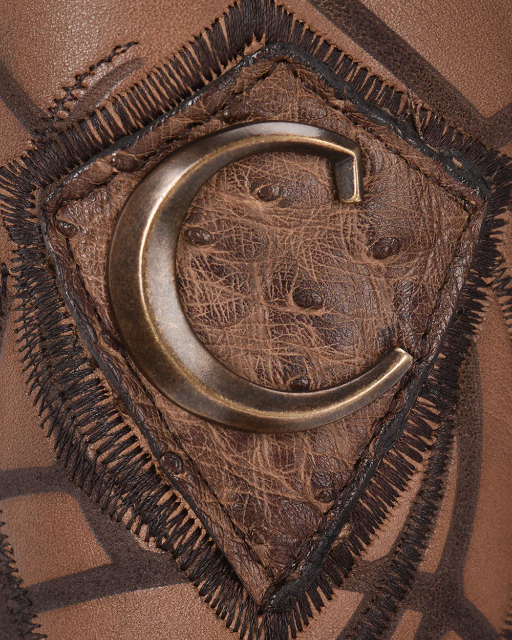 MENS CUADRA ENGRAVED HONEY OSTRICH WESTERN BOOTS