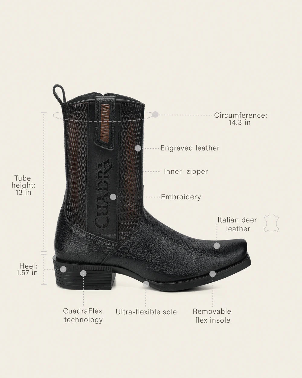 CUADRA MEN’S URBAN BOOT IN GENUINE ITALIAN LEATHER