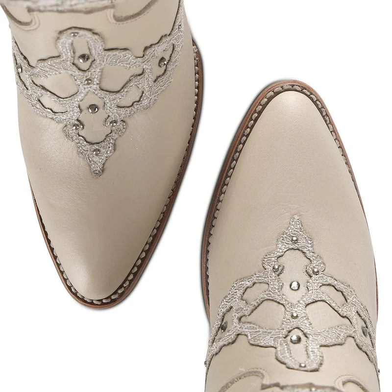 CUADRA WOMEN'S TALL BEIGE MIKONOS BOOT WITH CRYSRALS