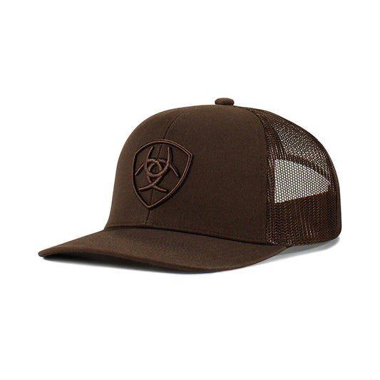 ARIAT MENS BROWN SHIELD TRUCKER HAT