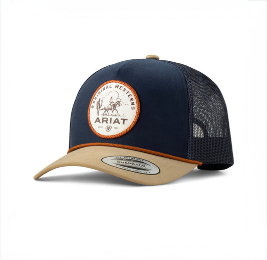 ARIAT NAVY DESERT SCENE PATCH HAT