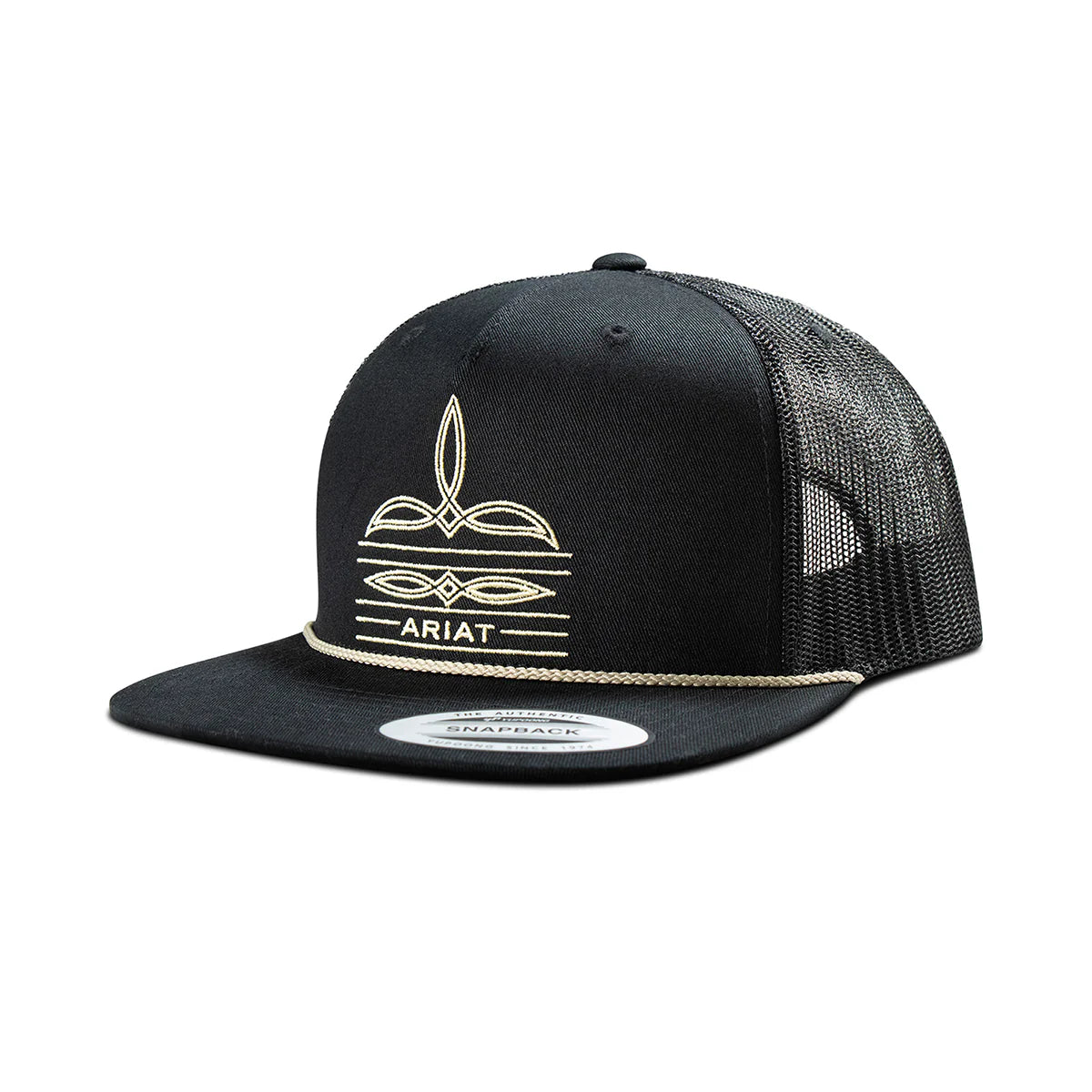 Ariat Men's Black Cap with Boot Stitching