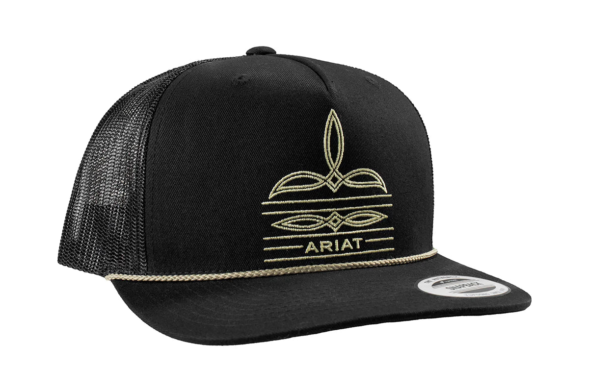 Ariat Men's Black Cap with Boot Stitching