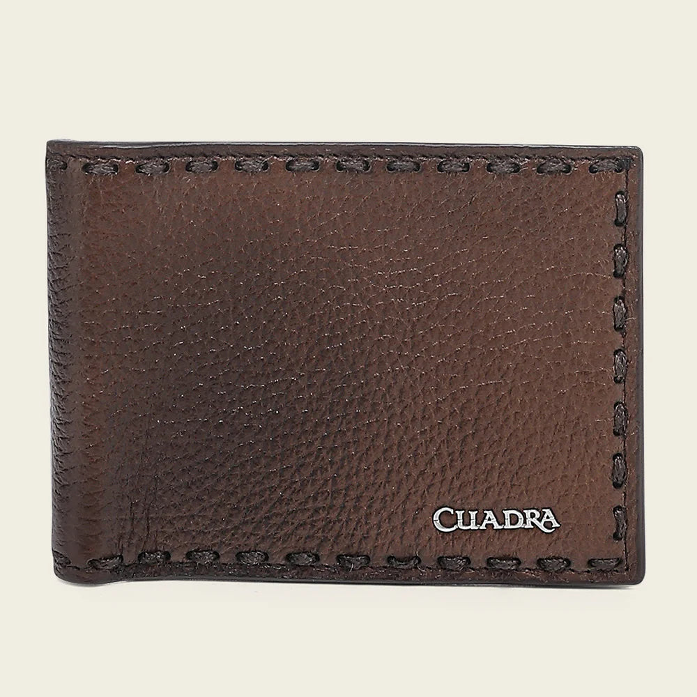 CUADRA HONEY BIFOLD WALLET IN GENUINE ITALIAN DEER AND BOVINE LEATHER