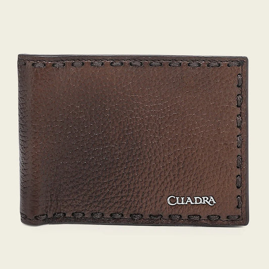 CUADRA HONEY BIFOLD WALLET IN GENUINE ITALIAN DEER AND BOVINE LEATHER