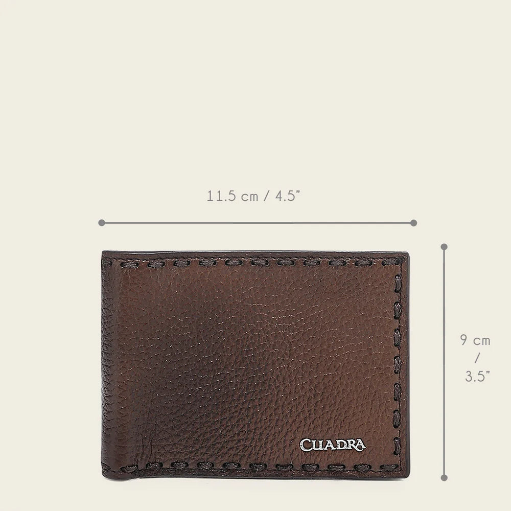 CUADRA HONEY BIFOLD WALLET IN GENUINE ITALIAN DEER AND BOVINE LEATHER