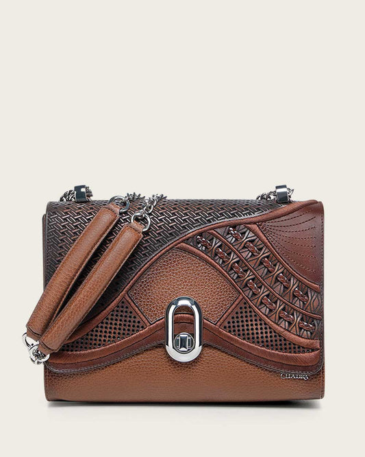 CUADRA WOMEN'S LUXURY HONEY BROWN SHOULDER BAG IN BOVINE LEATHER