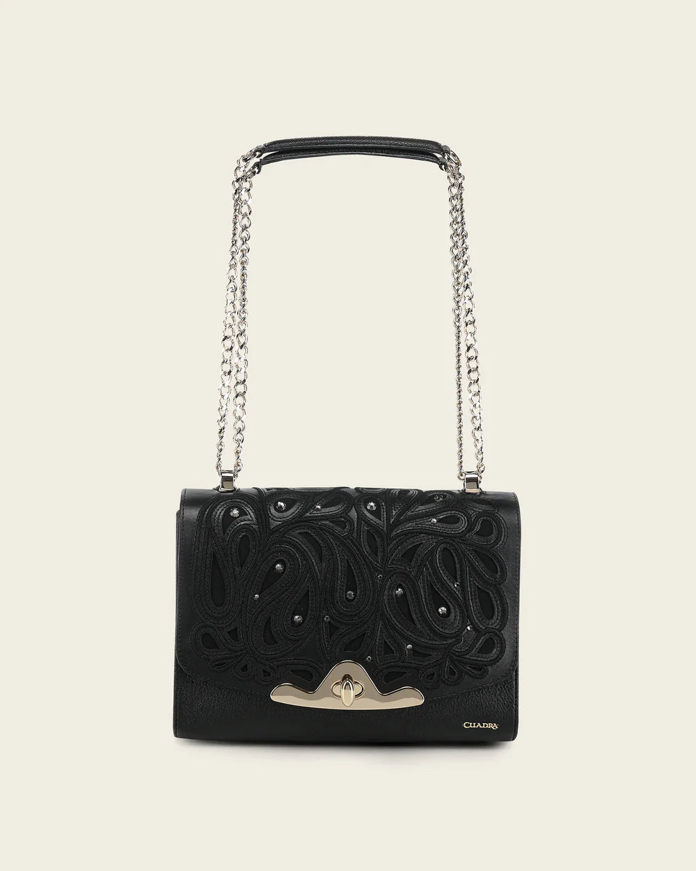 CUADRA WOMEN'S BLACK LEATHER SHOULDER BAG