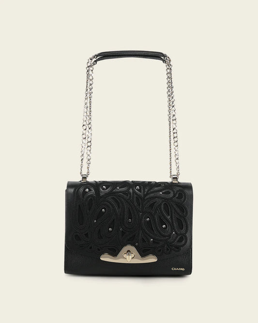 CUADRA WOMEN'S BLACK LEATHER SHOULDER BAG