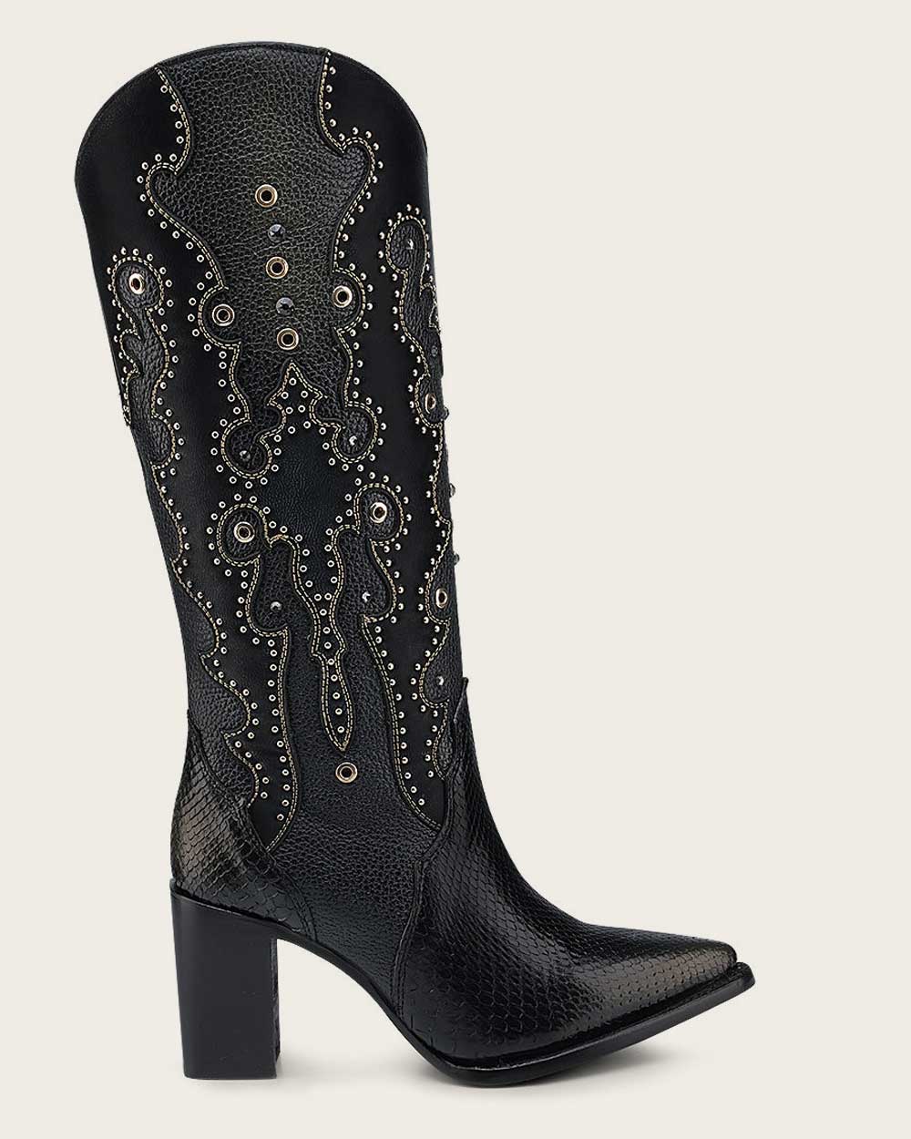 CUADRA WOMEN'S TALL BLACK EXOTIC WESTERN STYLE BOOT