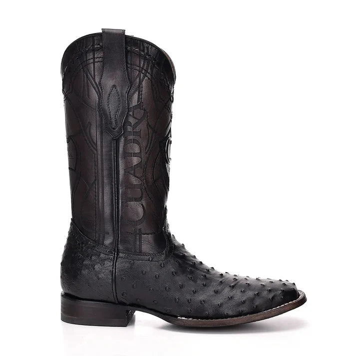 MENS CUADRA BLACK OSTRICH SQUARE TOE BOOT